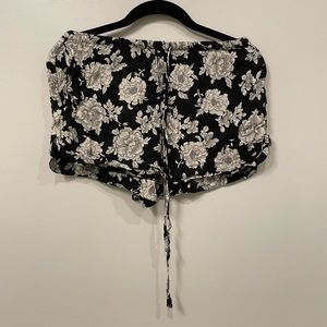 Black floral shorts